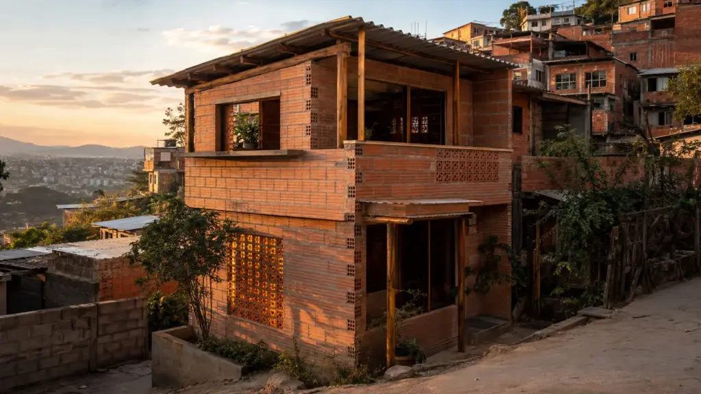 Em Belo Horizonte, Casa no Pomar do Cafezal tem 66,56 metros quadrados, usa tijolo de 8 furos deitado, forma paredes mais espessas e vence 1.600 projetos ao valorizar a arquitetura da favela