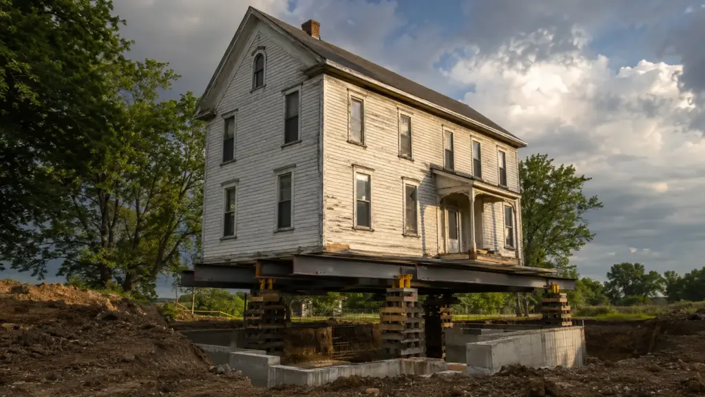 Casal compra casa de fazenda abandonada de 160 anos por US$ 26 mil, suspende o imóvel sobre um buraco e investe US$ 320 mil para salvar a estrutura em Michigan