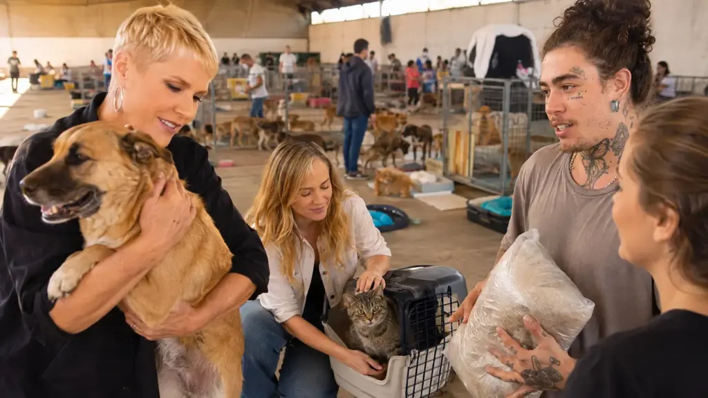 Xuxa e Angélica unem forças com Whindersson Nunes, empresas do setor pet e voluntários para transformar galpão de Porto Alegre em abrigo para mais de 400 animais resgatados, oferecer atendimento veterinário e procurar tutores separados pelas enchentes no RS Xuxa e Angélica unem forças com Whindersson Nunes, empresas do setor pet e voluntários para transformar galpão de Porto Alegre em abrigo para mais de 400 animais resgatados, oferecer atendimento veterinário e procurar tutores separados pelas enchentes no RS