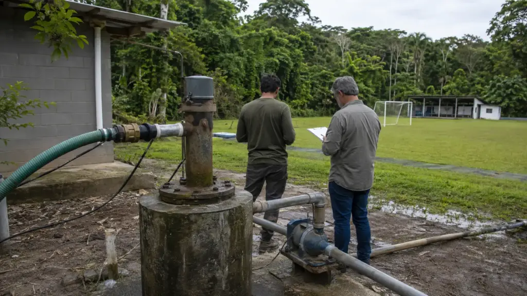 Centro de futebol perfura e opera poço tubular sem autorização, mas fiscalização descobre irregularidade após denúncia, ignora cadastro do imóvel em nome de terceiros e aplica multa específica de R$ 20 mil