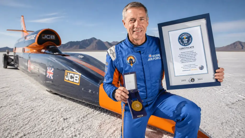 Aos 64 anos, britânico que rompeu a barreira do som acelera carro a hidrogênio de 1.600 cv a 653,908 km/h e estabelece novo recorde mundial em Bonneville Aos 64 anos, britânico que rompeu a barreira do som acelera carro a hidrogênio de 1.600 cv a 653,908 km/h e estabelece novo recorde mundial em Bonneville