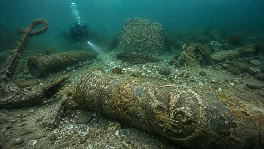 Empresa encontra em naufrágio na Flórida canhões de bronze com flores-de-lis e monumento real ligados a navio francês de 1565, tenta explorar os artefatos e, após quase uma década de disputa, vê a Justiça entregar à França o controle do tesouro e negar qualquer pagamento pela descoberta Empresa encontra em naufrágio na Flórida canhões de bronze com flores-de-lis e monumento real ligados a navio francês de 1565, tenta explorar os artefatos e, após quase uma década de disputa, vê a Justiça entregar à França o controle do tesouro e negar qualquer pagamento pela descoberta