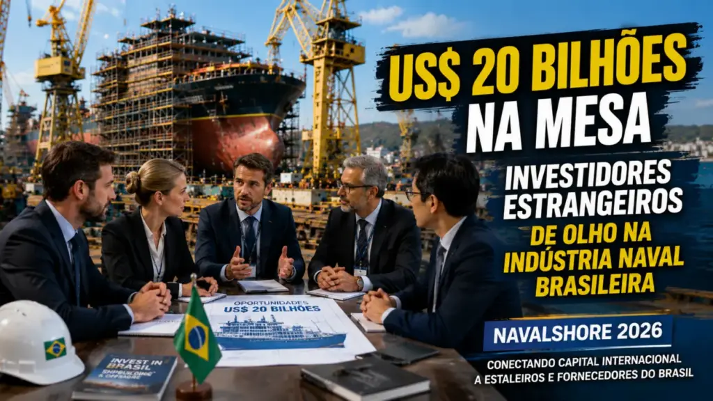 US$ 20 bilhões na mesa e investidores estrangeiros de olho no Brasil — Navalshore 2026 aproxima capital internacional de estaleiros, fornecedores e gigantes da indústria naval