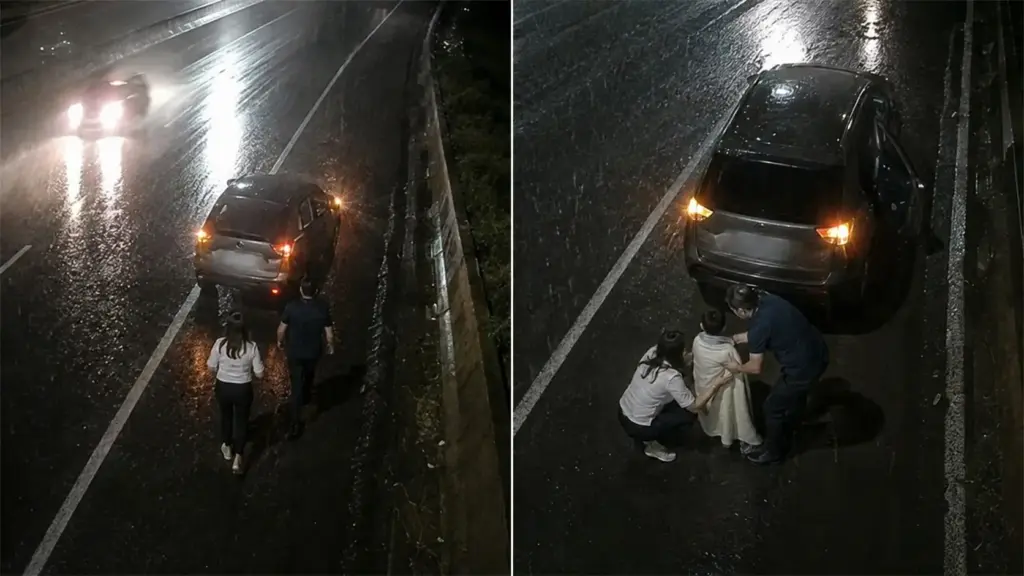 Ao dirigir pela Rodovia Anhanguera sob chuva forte por volta das 2h da madrugada, casal percebe vulto no meio da pista, reduz a velocidade e encontra menino de 2 anos caminhando sozinho e usando apenas fralda após três adultos transferirem entre si a responsabilidade de cuidar dele