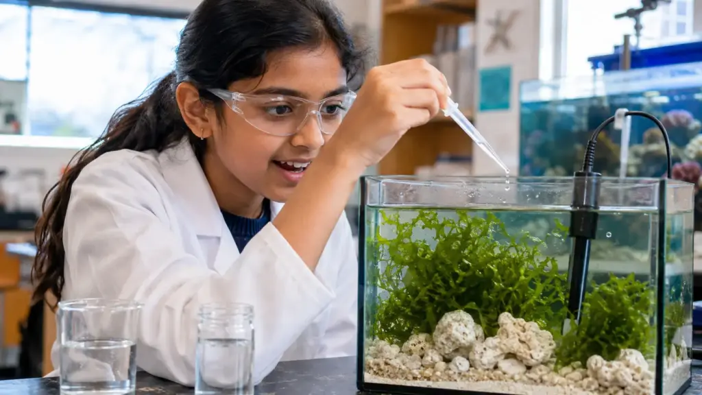 Aos 12 anos, Raji Doshi combina algas e cálcio natural em projeto contra a acidificação dos oceanos e agora disputa prêmio científico nacional de US$ 25 mil nos EUA Aos 12 anos, Raji Doshi combina algas e cálcio natural em projeto contra a acidificação dos oceanos e agora disputa prêmio científico nacional de US$ 25 mil nos EUA