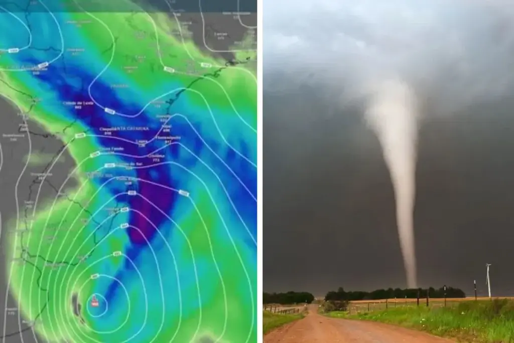 Ciclone se forma entre Argentina e Uruguai e empurra frente fria que coloca cinco estados brasileiros na rota de granizo, temporais e rajadas acima de 100 km/h, com o pior previsto entre quinta e sexta-feira Ciclone se forma entre Argentina e Uruguai e empurra frente fria que coloca cinco estados brasileiros na rota de granizo, temporais e rajadas acima de 100 km/h, com o pior previsto entre quinta e sexta-feira