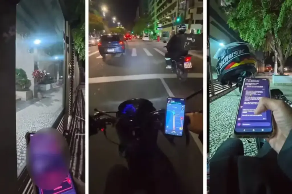 Após treze minutos de espera na portaria, cliente enrola 13 minutos para descer e buscar o próprio pedido, motoboy vigia o cancelamento automático, conclui a entrega e avisa o consumidor para acompanhar o trajeto na próxima entrega feita pelo aplicativo
