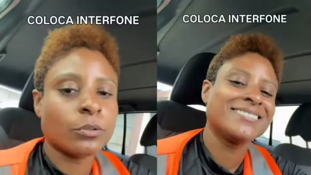 Clientes dizem que não gostam quando entregadora anuncia a chegada dos pacotes gritando “Shopee” no portão, mas ela revela que encontrou quatro casas sem interfone em uma única rua, explica que o chamado serve para alcançar quem está no fundo da residência e sugere um aparelho de R$ 20 como solução