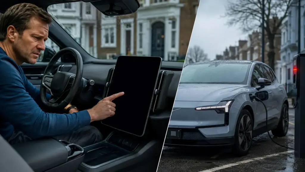 Volvo EX30 chegou com quase nenhum botão e comandos reunidos numa tela central, mas apagões no display, falhas de carregamento e frenagens inesperadas levaram compradores britânicos a devolver o carro elétrico e obter reembolso integral