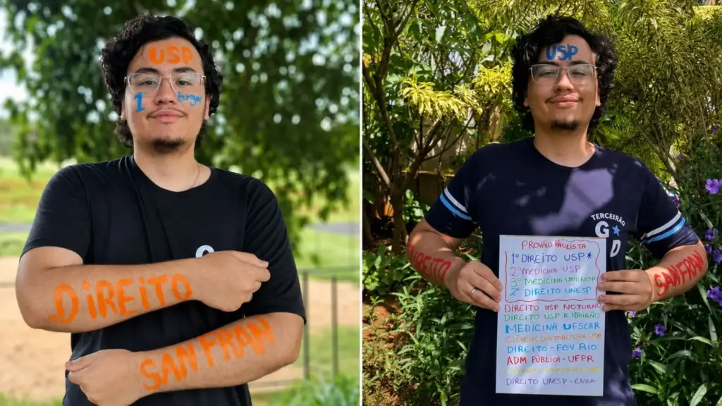 Criado pela avó de 68 anos e vindo de escola pública do interior, um jovem de 18 anos acumulou mais de 30 medalhas em olimpíadas do conhecimento e passou em primeiro lugar em Direito na USP, somando doze aprovações em processos seletivos e ainda uma vaga na FGV Criado pela avó de 68 anos e vindo de escola pública do interior, um jovem de 18 anos acumulou mais de 30 medalhas em olimpíadas do conhecimento e passou em primeiro lugar em Direito na USP, somando doze aprovações em processos seletivos e ainda uma vaga na FGV