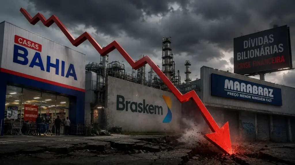 De Casas Bahia a Braskem, grandes empresas brasileiras recorrem a mecanismos de recuperação para reorganizar bilhões em dívidas, com R$ 17 bilhões no varejo e R$ 56 bilhões na petroquímica, enquanto juros altos, crédito mais caro e mudança no consumo ampliam a pressão sobre companhias de diferentes setores