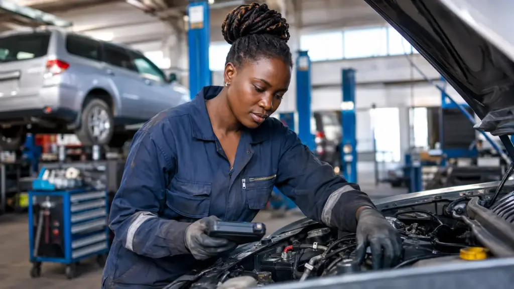Refugiada chegou ao Senegal sem os certificados da profissão que já exercia, mas levou consigo cerca de três anos de experiência e aos 29 anos conquistou espaço em uma oficina de Dakar para voltar a trabalhar como mecânica
