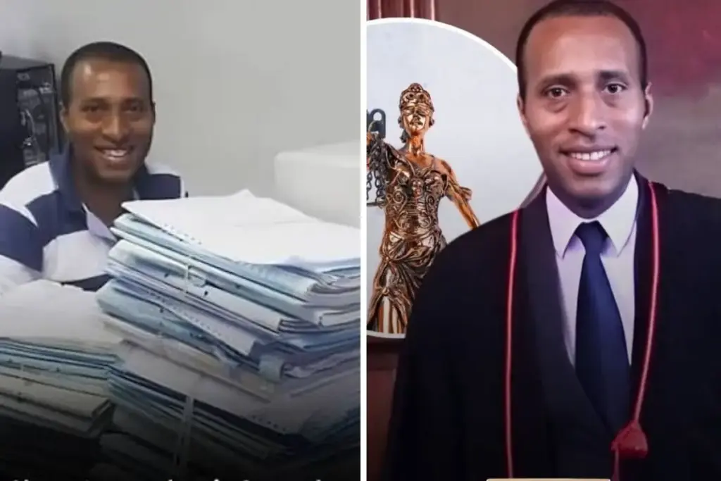 Depois de dormir em igrejas e largar Direito por falta de dinheiro, Samuel aceitou o emprego de faxineiro do fórum para ficar perto do mundo que sonhava, foi ajudado pelos juízes que viram seu esforço e hoje advoga