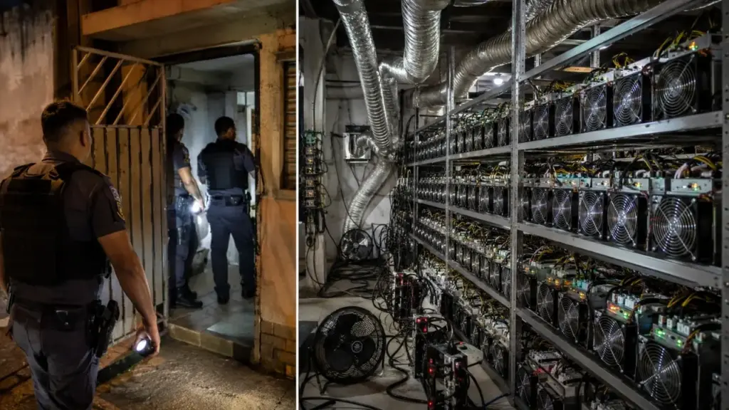 Policiais desconfiam de barulho forte saindo de casa em São Paulo, entram no imóvel e encontram 30 máquinas de mineração de criptomoedas, estrutura de R$ 500 mil e “gato” de energia