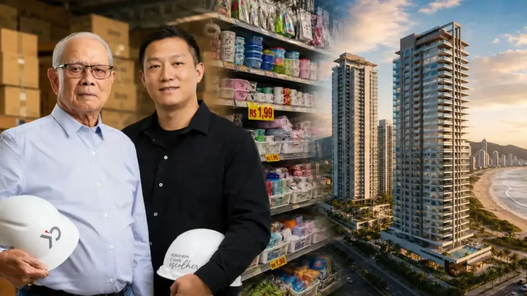 Pai chegou da China sem falar português, trabalhou em pastelaria e prosperou com produtos de R$ 1,99; aos 19 anos, o filho abriu uma construtora que já entregou 957 unidades e prepara R$ 2,3 bilhões no litoral catarinense