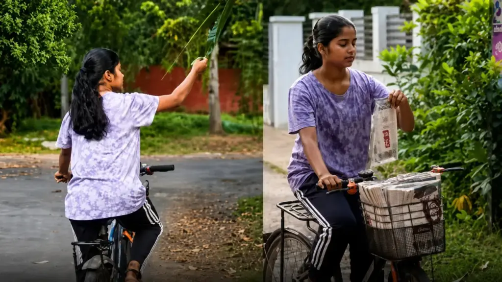 Aos 20 anos, estudante acorda antes do amanhecer, pedala para entregar jornais em 60 casas e mantém rotina há quatro anos para pagar a faculdade e ajudar no tratamento da mãe na Índia