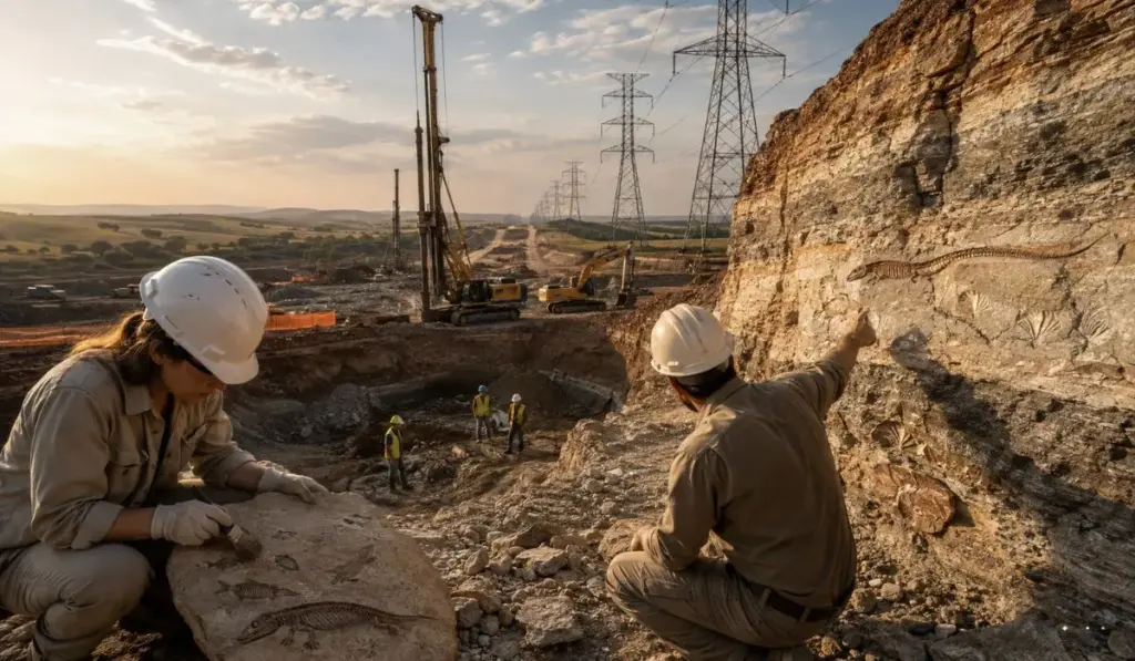 Enquanto escavava o chão para levantar 581 torres de energia entre Paraná e São Paulo, uma obra de 275 km acabou atravessando milhões de anos de história e desenterrou 2.655 rochas recheadas de fósseis, ossos de Mesosaurus, conchas e plantas preservadas em cinco formações geológicas