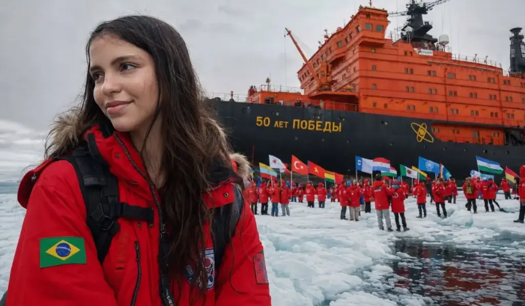Aos 16 anos, estudante brasileira conquista vaga entre cerca de 5 mil jovens de 23 países e deixa a sala de aula para cruzar o Oceano Ártico a bordo de um gigantesco quebra-gelo nuclear em uma expedição científica rumo ao Polo Norte