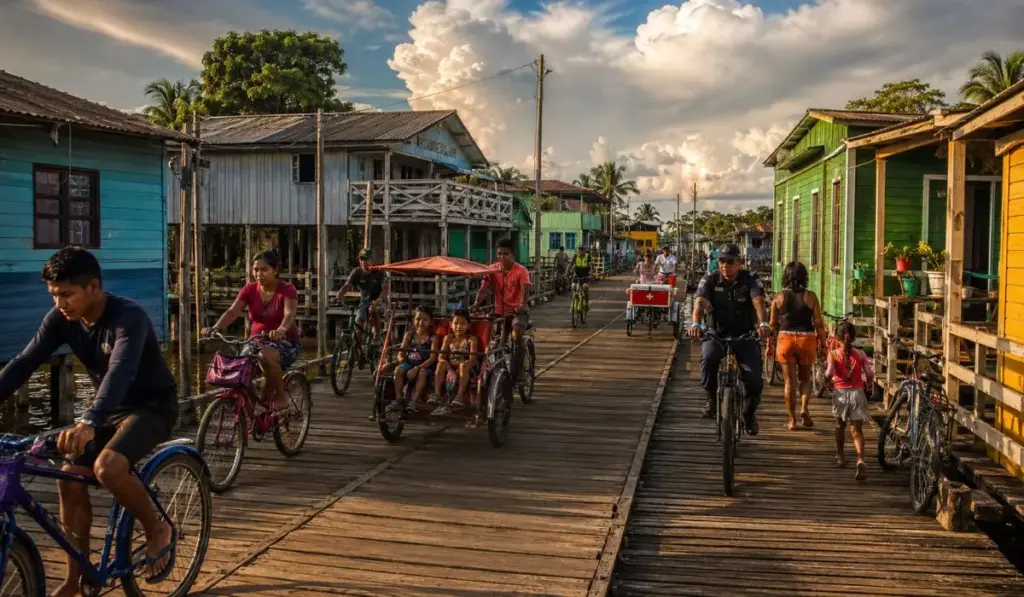 Brasil esconde uma “Veneza da Amazônia” onde carros e motos são proibidos desde 2002, as ruas são passarelas suspensas sobre palafitas e moradores fazem quase tudo de bicicleta, criando no Pará uma rotina com bicitáxis, policiais ciclistas e até “bicilância” para atender emergências