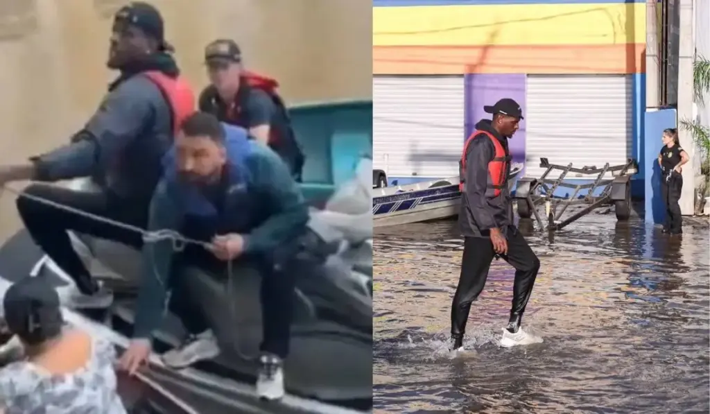 Enquanto a enchente paralisa os treinos do Grêmio, goleiro Caíque sobe em um jet ski, passa três dias saindo de casa às 5h e voltando perto da meia-noite e usa cordas para arrancar moradores de um prédio cercado pela água em Porto Alegre