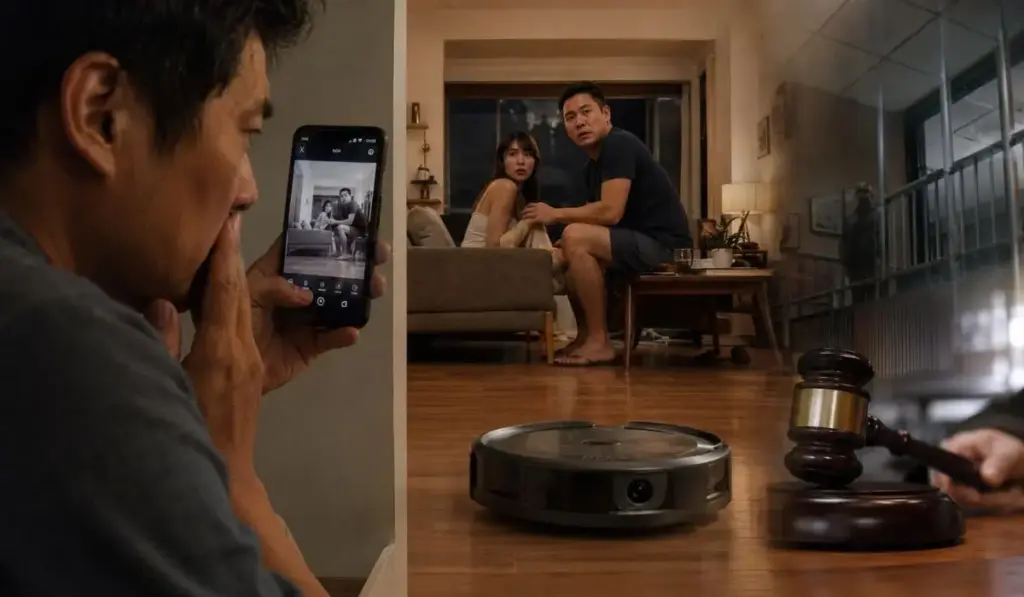 Ao ligar o robô aspirador para olhar o que acontecia dentro de casa, homem encontra muito mais do que esperava, flagra a esposa com outro, ganha cerca de R$ 80 mil usando o vídeo como prova e depois vê a mesma gravação levá-lo a uma condenação de cinco meses de prisão