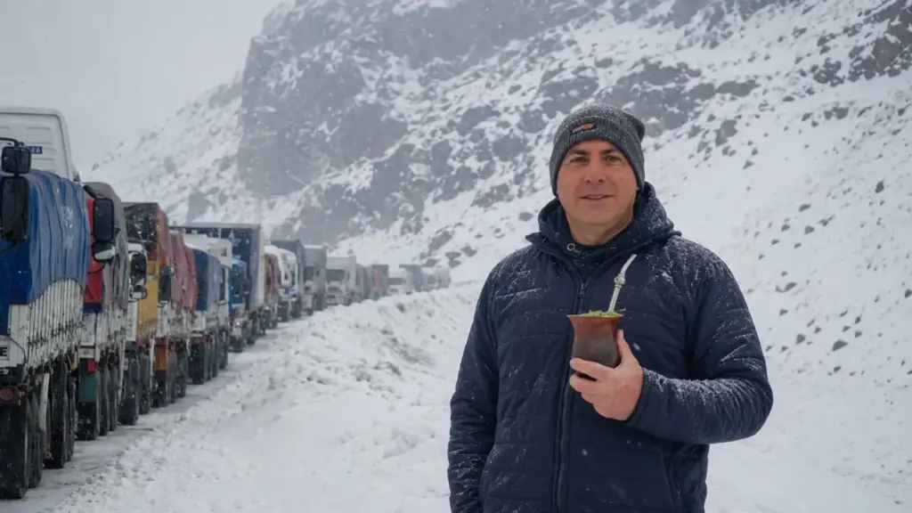 Caminhoneiro gaúcho passa 32 dias retido nos Andes após nevasca bloquear estrada, enfrenta frio de até -10°C e acúmulos de neve que chegam a seis metros