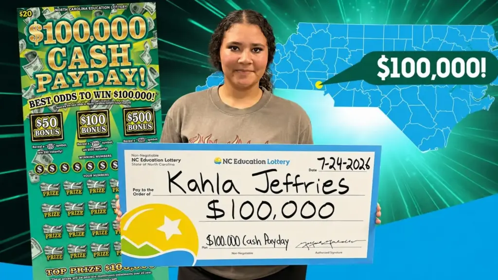 Ela parou só para abastecer o carro, comprou por impulso o primeiro bilhete de loteria da vida e raspou um prêmio de US$ 100 mil, achou que não estava olhando direito, contou a mulher da Carolina do Norte sobre o momento da descoberta