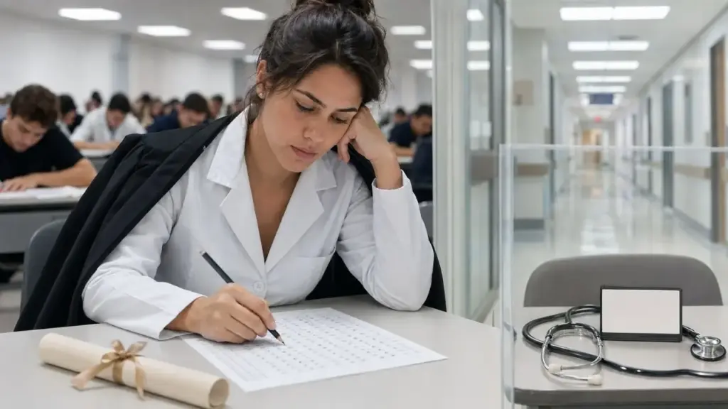 Uma medida provisória assinada em junho passou a exigir desempenho satisfatório num exame nacional para o recém-formado em medicina conseguir o registro no conselho, e quem entrar no curso a partir de agora só vira médico se passar Uma medida provisória assinada em junho passou a exigir desempenho satisfatório num exame nacional para o recém-formado em medicina conseguir o registro no conselho, e quem entrar no curso a partir de agora só vira médico se passar