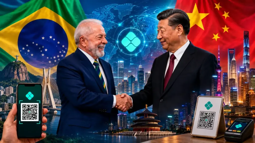 Enquanto Washington taxa produtos brasileiros e coloca o Pix na mira, a China faz o contrário e abraça o sistema, seus aplicativos vão se conectar à ferramenta para que turistas chineses paguem por QR code nas lojas do Brasil Enquanto Washington taxa produtos brasileiros e coloca o Pix na mira, a China faz o contrário e abraça o sistema, seus aplicativos vão se conectar à ferramenta para que turistas chineses paguem por QR code nas lojas do Brasil