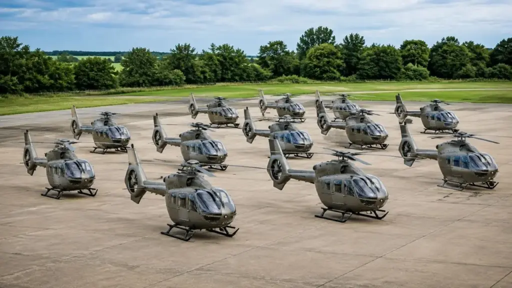 Exército americano encomenda 12 novos helicópteros Airbus UH-72B Lakota em contrato que pode chegar a US$ 140,7 milhões, adiciona aeronaves com rotor de cinco pás, motores com controle digital e piloto automático avançado e reforça operações de treinamento, transporte, evacuação médica, busca e salvamento e apoio a autoridades civis