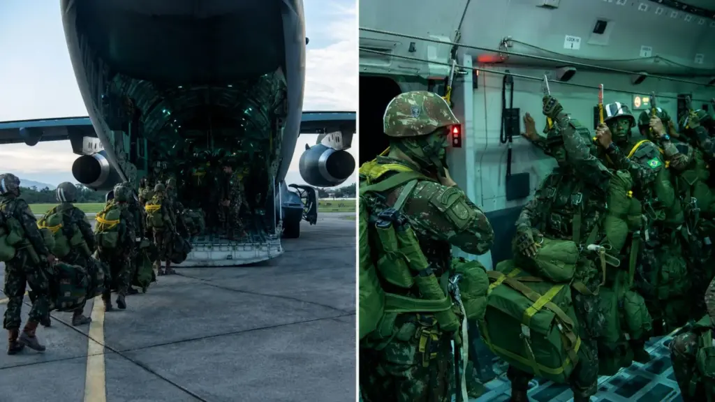 Exército mobiliza 3,5 mil militares e 200 veículos no Rio de Janeiro para simular uma guerra entre países fictícios, testando blindados, defesa antidrone, comando, logística e prontidão durante treinamento militar que encerrou ciclo planejado desde 2025 no Campo de Gericinó