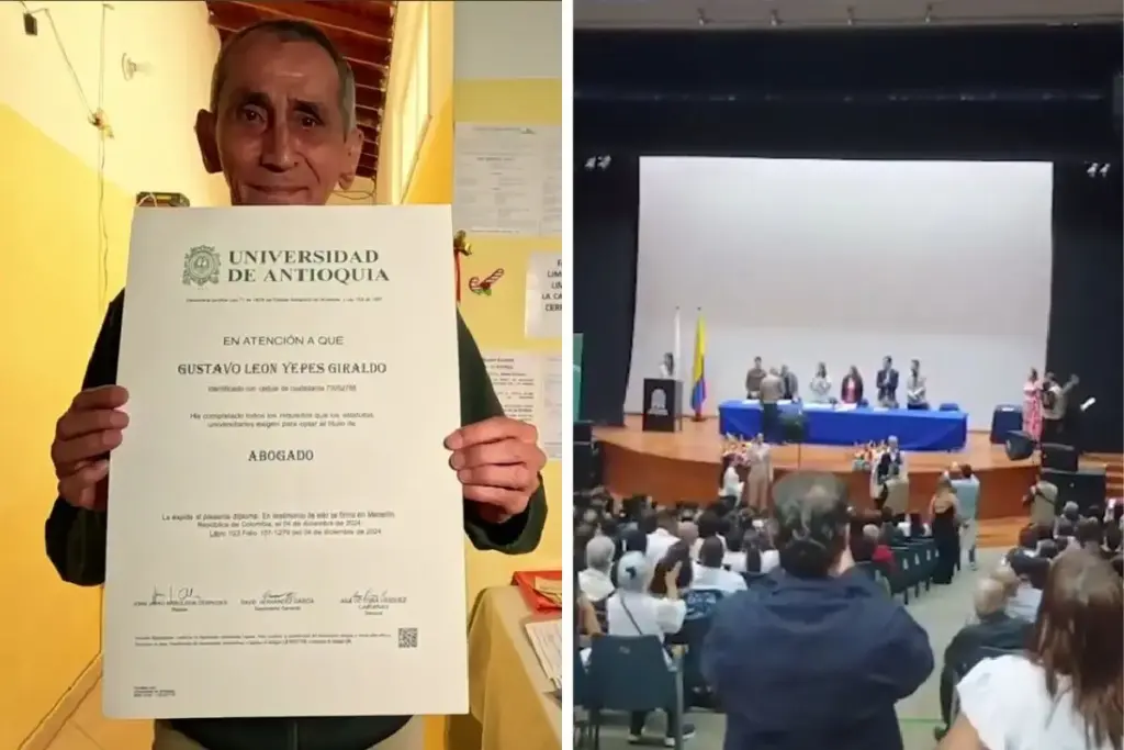Filho de pai violento, virou morador de rua e passou 25 anos dormindo ao relento, tomava banho no chafariz de um teatro de madrugada e ia ler na biblioteca Comfama, venceu a dependência química e um câncer e recebeu aos 70 anos o diploma de advogado da Universidade de Antioquia