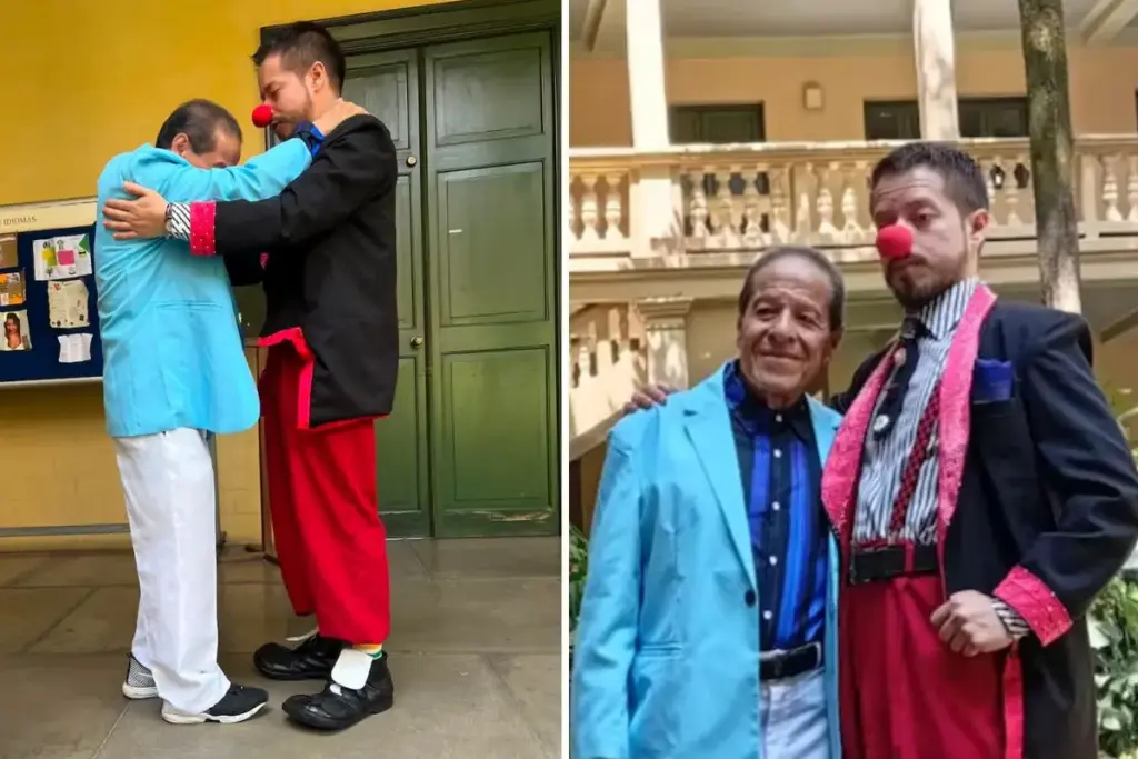 Filho de palhaço subiu ao palco vestido igual ao pai para receber o diploma de veterinário e homenagear o homem que criou os filhos fazendo graça nos circos e nas festas Filho de palhaço subiu ao palco vestido igual ao pai para receber o diploma de veterinário e homenagear o homem que criou os filhos fazendo graça nos circos e nas festas