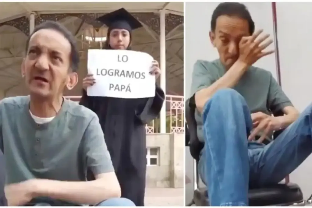 Aos 25 anos, formanda combina com o orientador de tese para distrair o pai engraxate, aparece atrás dele de beca com as placas “conseguimos, pai”, faz o pai sentar na própria cadeira de trabalho e engraxa os sapatos dele em vídeo que rodou o continente