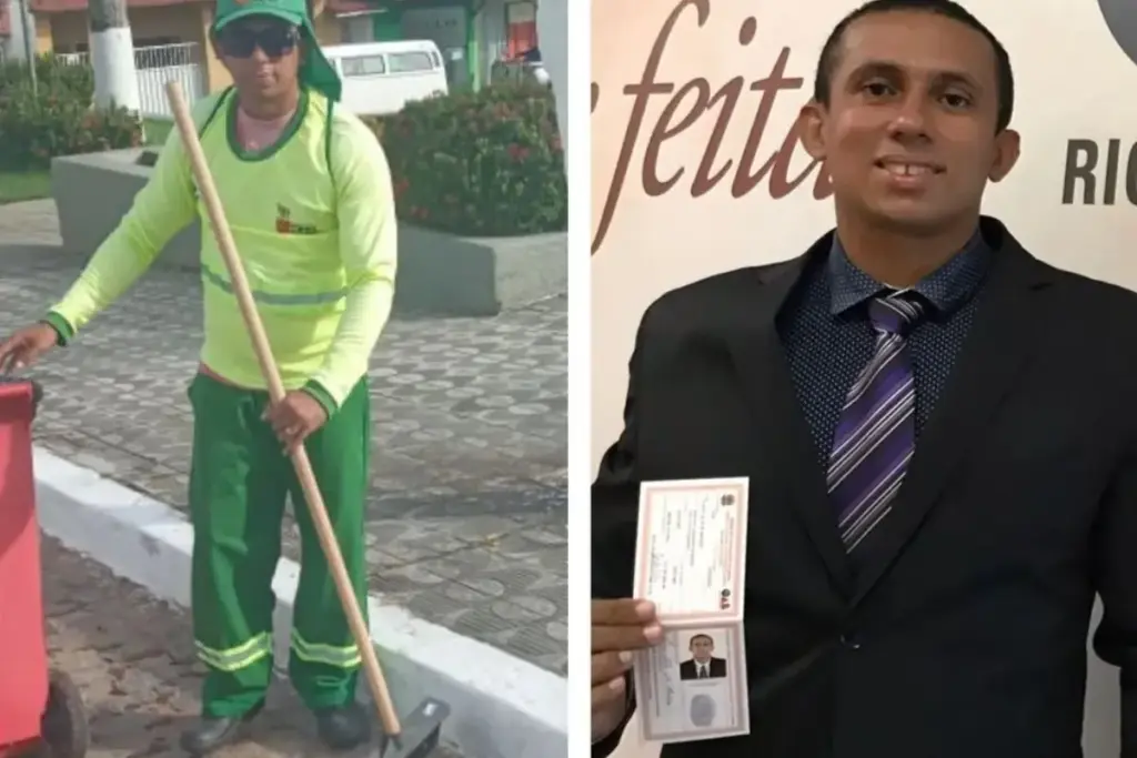 Aos 39 anos, gari que assumiu a vaga em Tibau do Sul só porque a prefeitura tinha ônibus escolar até Natal varreu as ruas às 6h por seis anos, dormiu três horas por dia e conquistou a carteira da OAB depois de se formar em Direito Aos 39 anos, gari que assumiu a vaga em Tibau do Sul só porque a prefeitura tinha ônibus escolar até Natal varreu as ruas às 6h por seis anos, dormiu três horas por dia e conquistou a carteira da OAB depois de se formar em Direito