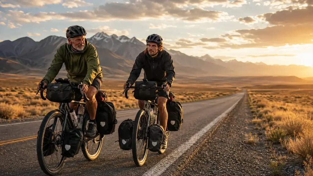 Pai de 57 anos e filho de 23 completam volta ao mundo de bicicleta, pedalam cerca de 30 mil quilômetros por 400 dias, atravessam 30 países e voltam com 3 recordes Pai de 57 anos e filho de 23 completam volta ao mundo de bicicleta, pedalam cerca de 30 mil quilômetros por 400 dias, atravessam 30 países e voltam com 3 recordes