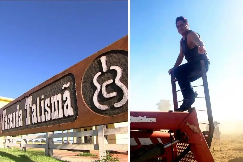 Há mais de 20 anos, Leonardo mantém em Jussara a fazenda Talismã, batizada em homenagem ao hit de 1990, onde cria gado em mil hectares avaliados em R$ 60 milhões