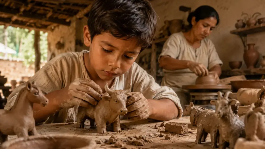 Aos 6 anos, menino de Pernambuco começou com animais em miniatura, usou sobras de barro da mãe, modelou bois, cavalos e bodes e virou referência em arte popular, museus e projeção internacional