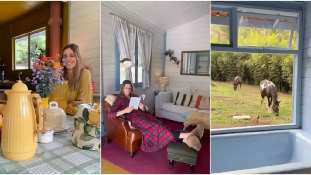 Após encontrar no interior de São Paulo uma pequena casa de madeira, Fernanda Lima encarou uma reforma completa, pintou a fachada de azul, criou uma cozinha inteiramente amarela e transformou o imóvel apelidado de “Casa Smurf” no refúgio onde pretende viver a aposentadoria com Rodrigo Hilbert