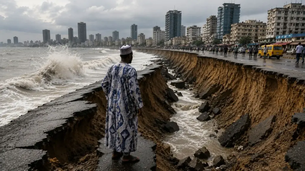 O chão está afundando e o alerta cresce: solo cede 11,4 mm/ano, antecipa enchentes em décadas, amplia alagamentos e agrava inundações em Lagos O chão está afundando e o alerta cresce: solo cede 11,4 mm/ano, antecipa enchentes em décadas, amplia alagamentos e agrava inundações em Lagos