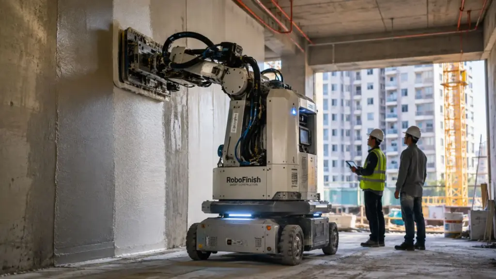 Fim dos pedreiros fazendo acabamento parede por parede: robôs já rebocam, lixam e pintam apartamentos, aumentam a produtividade em até 30% e começam a entrar em cerca de metade das novas obras públicas de Singapura Fim dos pedreiros fazendo acabamento parede por parede: robôs já rebocam, lixam e pintam apartamentos, aumentam a produtividade em até 30% e começam a entrar em cerca de metade das novas obras públicas de Singapura