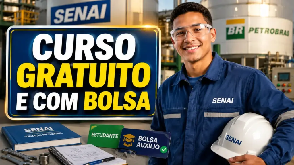 Senai se une à Petrobras e lança curso com direito a ‘salário’ de até R$ 1.158 por mês, oferece 12 mil vagas gratuitas e abre portas para petróleo, gás, energia, mecânica e elétrica.