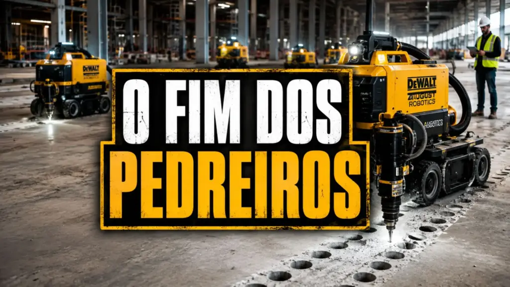 Fim dos pedreiros furando concreto ponto por ponto: robô autônomo da DEWALT trabalha até 10 vezes mais rápido, já abriu mais de 230 mil furos com 99,97% de precisão, opera em frotas coordenadas e transforma obras de data centers numa linha de perfuração contínua