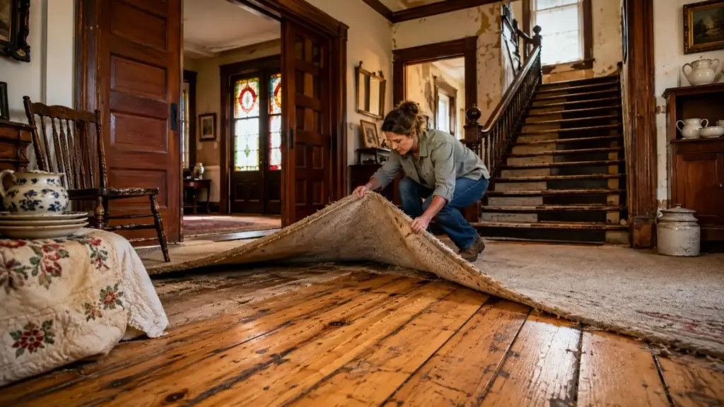 Editora compra em leilão a casa de fazenda dos bisavós erguida por volta de 1908, devolve o imóvel à família após cerca de 80 anos e, ao retirar carpetes, linóleo e papéis de parede, descobre que vitrais, portas de correr e madeira original sobreviveram intactos, depois reúne no mesmo teto cadeiras, colchas e louças herdadas