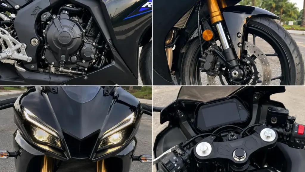 Não são só os 41,3 cv: Yamaha R3 ABS Connected transforma 321 cc em pacote esportivo com cilindros DiASil, embreagem assistida e deslizante, suspensão invertida, faróis Full LED e painel conectado.
