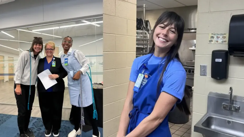 Mulher que entrou num hospital na pandemia para limpar quartos, começou a confortar pacientes isolados, virou técnica de atendimento, ganhou bolsa para cursar enfermagem, voltou às aulas dias após operar uma fratura no quadril e hoje é enfermeira do pronto-socorro do mesmo hospital, após passar no exame profissional de primeira