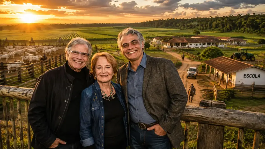 Ator da Globo herda fazenda colossal do tamanho de 10 mil campos de futebol e deixa sets para administrar propriedade com escola particular e metade dos 10 mil hectares preservada na Amazônia Ator da Globo herda fazenda colossal do tamanho de 10 mil campos de futebol e deixa sets para administrar propriedade com escola particular e metade dos 10 mil hectares preservada na Amazônia