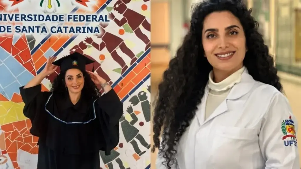 Iraniana chegou sozinha a Santa Catarina sem saber português e planejando ficar apenas dois anos, enfrentou choque cultural, dificuldades financeiras, pandemia, xenofobia e anos longe da família, aprendeu o idioma no Brasil e transformou a oportunidade de estudar na UFSC em uma trajetória que a tornou a primeira iraniana formada em Medicina pela universidade Iraniana chegou sozinha a Santa Catarina sem saber português e planejando ficar apenas dois anos, enfrentou choque cultural, dificuldades financeiras, pandemia, xenofobia e anos longe da família, aprendeu o idioma no Brasil e transformou a oportunidade de estudar na UFSC em uma trajetória que a tornou a primeira iraniana formada em Medicina pela universidade