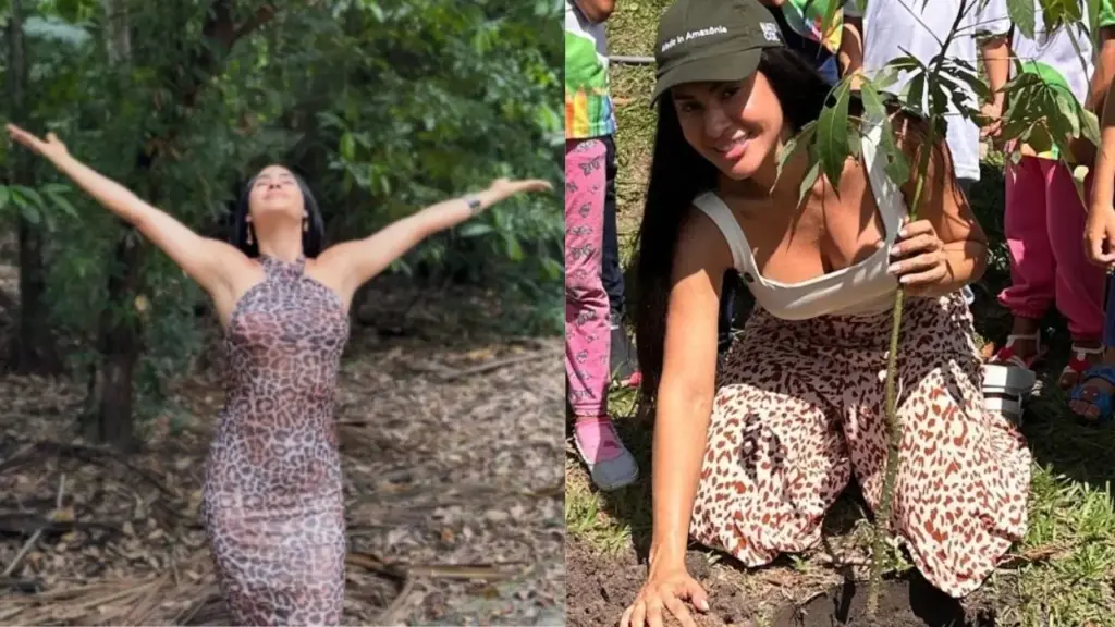 Isabelle Nogueira planta mais de 750 árvores nativas em área desmatada de Manaus, une moradores ribeirinhos pagos pelo reflorestamento a monitoramento por satélite e transforma ação ligada a festival que reuniu 30 mil pessoas em iniciativa para recuperar uma área da Amazônia