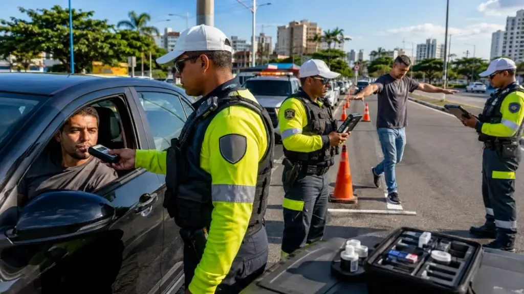 Lei Seca ganha novas regras no Brasil com triagem antes do teste definitivo, possibilidade de repetir o bafômetro após consumo de produtos com álcool residual e fiscalização de outras substâncias psicoativas, enquanto agentes terão de registrar pelo menos dois sinais de alteração psicomotora quando essa condição for usada para comprovar a infração Lei Seca ganha novas regras no Brasil com triagem antes do teste definitivo, possibilidade de repetir o bafômetro após consumo de produtos com álcool residual e fiscalização de outras substâncias psicoativas, enquanto agentes terão de registrar pelo menos dois sinais de alteração psicomotora quando essa condição for usada para comprovar a infração